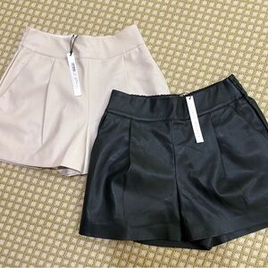 NWT Susana Monaco Black and Cream Leather Shorts, Elastic Waist - Small $50/each